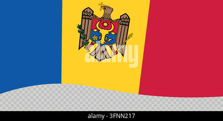 Flagge von Moldau. Moldauisches Nationalsymbol in offiziellen Farben. Vorlagensymbol. Vektorhintergrund Stock Vektor