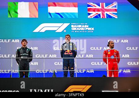 Kuala Lumpur, Malaysia. 04. Okt., 2026. Podium der Rennstrecke während des Rennens des Formula 1 Gulf Air Bahrain Grand Prix in Malaysia 2026 auf dem Sepang International Circuit in Sepang, Malaysia. Runde 16 von 23 der FIA Formula One World Championship 2026, die vom 2. bis 4. Oktober 2026 stattfindet. Das Rennen wurde von Bahrain nach Malaysia verlegt und fand am 4. Oktober 2026 auf dem Sepang International Circuit in Kuala Lumpur, Malaysia, statt. Foto von Alessio De Marco/ABACAPRESS.COM Credit: Abaca Press/Alamy Live News Stockfoto