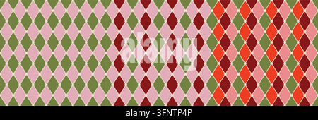 Geometrisches Harlekin-Muster-Set, traditioneller weihnachtlicher Argyle-Hintergrund mit Diamanten. Vektorillustration Stock Vektor
