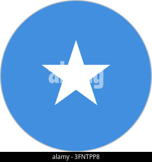 Rundes kreisförmiges Flaggen-Icon von Somalia (Somalia) in offiziellen Farben, flacher Vektor-Button, isoliert auf weißem Hintergrund. Stock Vektor