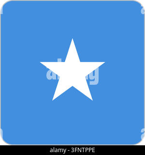 Abgerundetes quadratisches Flaggen-Symbol von Somalia (Somalia) in offiziellen Farben, flacher Vektor-App-Button, isoliert auf weißem Hintergrund. Stock Vektor
