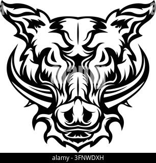 Vektorgrafik-Design-Element-Vorlage für einen schwarzen Wildschwein-Kopf Stock Vektor