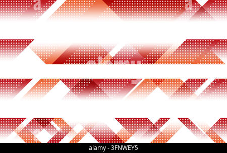 Set aus vier nahtlosen Bordüren mit abstrakten geometrischen Formen und Punktmustern. Vektorillustration. Horizontal wiederholbar. Stock Vektor