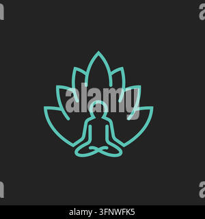 Meditation Lotus Linien Logo Icon Vektor Konzept Design Template Web Stock Vektor