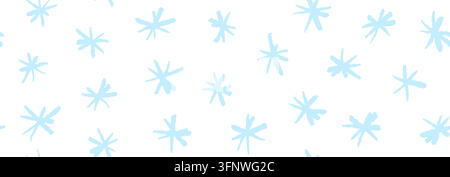Handgezeichnetes Schneeflocken-Muster ohne Naht. Wiederholter Schneefall-Doodle-Hintergrund. Niedliche handgemachte Winterjahreszeit-Holiday-Textur für Weihnachts- und Neujahrsdekoration, Verpackungspapier. Vektor-Tapete Stock Vektor