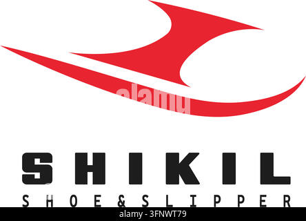 Vektordesign von Schuh- und Sandalen-Logo-Marke Stock Vektor