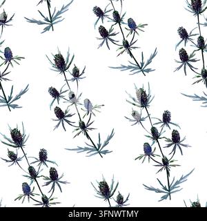 Aquarell-Naturmuster von getrockneten Blumen. Elemente für Ihr Design Stockfoto