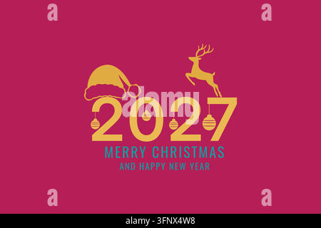 Freude auf der Welt Weihnachts- und Neujahrsfeiern 2027 Stock Vektor