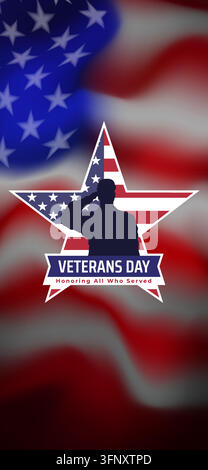 Fröhlicher Veterans Day 11. November Banner, Grußkarte, Logo. Allen, die gedient haben, Ehre. Amerikanische Flagge. Nationalfeiertag der USA Veterans Day 11. November Stock Vektor