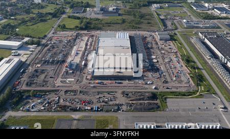 Luftbild des Google-Rechenzentrums in Saint-Ghislain, Region wallonne, Belgien. Stockfoto