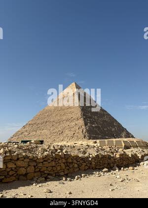 Panoramar Blick über die Großen Pyramiden und das Giza-Plateau in der Nähe von Kairo, Ägypten Stockfoto