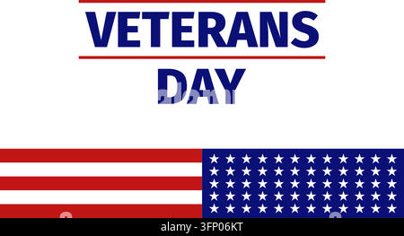 Veteranentag-Banner mit Elementen der amerikanischen Flagge isoliert auf weißem Hintergrund Stock Vektor