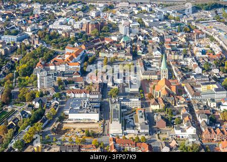 Luftbild, Stadtzentrum mit evang. Pauluskirche, Allee-Center, Johanniter-Kliniken Hamm Standort Nassauerstraße, Mitte, Hamm, Ruhrgebiet, Nordrhein-Westfalen, Deutschland ACHTUNGxMINDESTHONORARx60xEURO Stockfoto