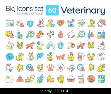 Farblicons-Set für Veterinärprodukte Stock Vektor