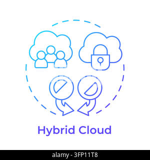 Hybrid-Cloud-Gradienten-Umriss-Konzeptsymbol Stock Vektor