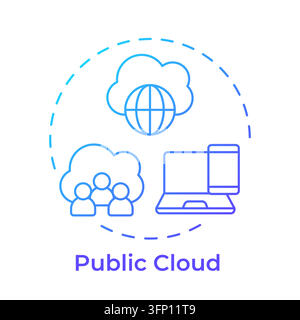 Öfflicher-Cloud-Gradienten-Umriss-Konzept-Symbol Stock Vektor