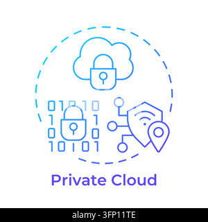 Privates Cloud-Gradienten-Umriss-Konzeptsymbol Stock Vektor