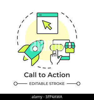 Call-to-Action-flaches lineares Konzept-Symbol Stock Vektor