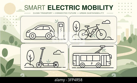 sch inteligente Mobilität und nachhaltiger städtischer Verkehr Stock Vektor