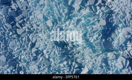 Luftbild von riesigen Eisbergen am Baikalsee, Russland Stockfoto