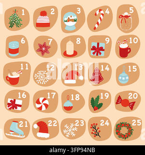 Weihnachten-Adventskalender Stock Vektor