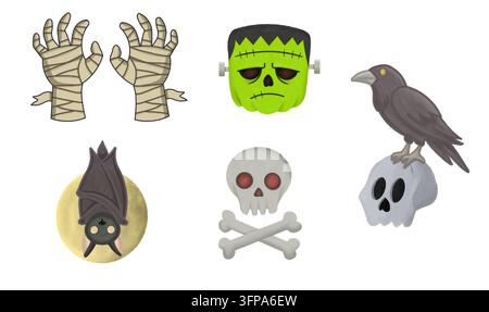Sammlung von Halloween-Illustrationselementen Stockfoto