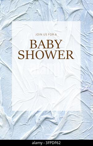 Aquarell hellblaue zerknitterte Papierhintergrundtextur für eine Babyparty-Einladungskartenvorlage Stockfoto