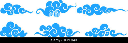 Orientales Wolkenmuster mit chinesischem Grafikstil Vektor-Illustrations-Set-Elemente Stock Vektor