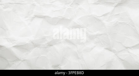 Weißes zerknittertes Blatt mit realistischen Falten und rauer Textur, ideales Grunge-Vektor-Illustrationshintergrund Stock Vektor