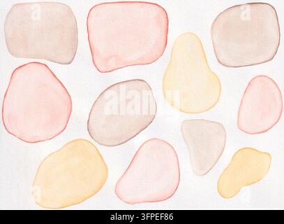 Pastellfarbene Blasen. Handgemaltes Aquarell in sanften Tönen. Stockfoto