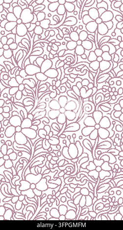 Retro Vintage Handgezeichnete Florale Dither Halftone Linienkunst Textur Muster Vektor Hintergrund Stock Vektor
