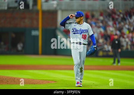 Yoshinobu Yamamoto, (Dodgers) Startpitcher Yoshinobu Yamamoto 6. Okt. 2026 - Baseball : MLB National League Division Series Atlanta Braves vs. Los Angeles Dodgers Ort: Truist Park (Cumberland, Georgia, USA) Credit: Creative 2/AFLO/Alamy Live News Stockfoto