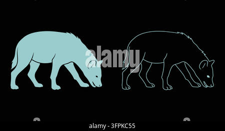 Hyäne-Fress-Illustration mit soliden und Umriss-Grafikstilen Stock Vektor