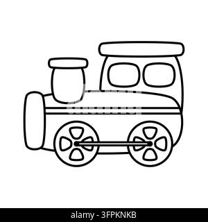 Zug-Cartoon so niedlich. Auf weißem Hintergrund. Ausmalbild für Kinder. Vektorillustration. Stock Vektor
