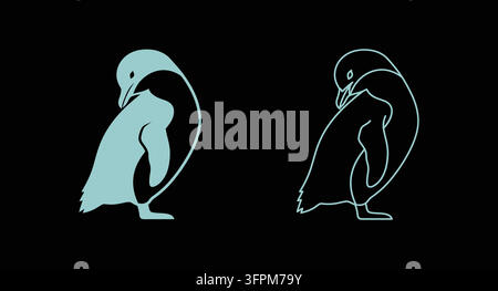 Minimalistische Vektor-Ikonenillustration einer stehenden Pinguin-Silhouette Stock Vektor