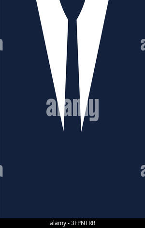 Marineblauer Anzug und Krawattenhintergrund, formelle Geschäftskleidung minimalistisches Postervorlage, Smoking-Kragen-Design, Hochzeitseinladungs-Hintergrund, elegante Männer Stock Vektor
