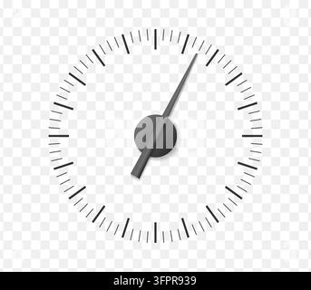 Realistisches klassisches Auto-Timer-Sensor-HUD-Schnittstellenvorlage isoliert. Sportliches schwarzes Auto UI Display-Panel. Graues modernes Messpanel-Zählerskala. Vektor Stock Vektor
