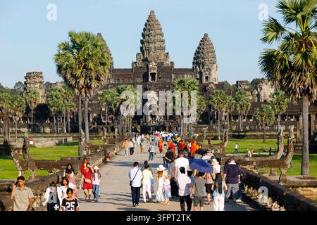 Das UNESCO-Weltkulturerbe von Angkor Wat, ein hinduistisch-buddhistischer Tempelkomplex. Tourismus. Siem Reap. Kambodscha. Stockfoto