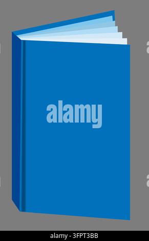 Dies ist ein generisches Buch für grafische Verwendung mit Platz für Text oder Artwork auf dem Cover. Es ist auf einem grauen Hintergrund isoliert. Stockfoto