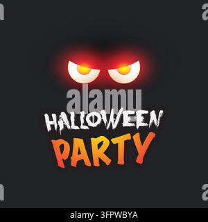 Halloween Party Card Vorlage - gruseliges Gesicht mit leuchtenden Augen im Dunkeln - Vektor-Illustration Stock Vektor