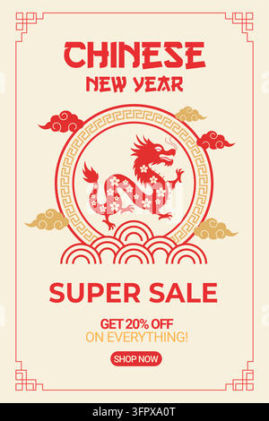 Vektorillustration eines chinesischen Neujahrsverkaufsbanners mit Rabattangebot Stock Vektor