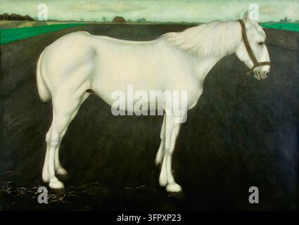Jan Mankes (Niederländisch: 1889-1920) - Weißes Pferd auf einem gepflügten Feld - 1917 - Weißes Pferd auf Ackerland Stockfoto