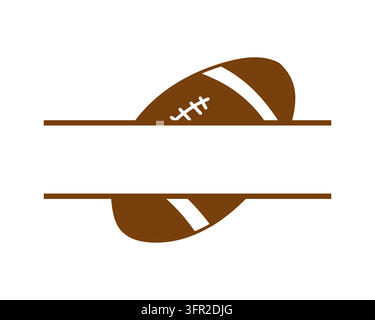 Eine Vorlage mit einem amerikanischen Fußball, der in zwei Teile geteilt ist, mit Platz für Text, Vektorillustration. Ideal zum Drucken für Sportmannschaften, Spiel da Stock Vektor