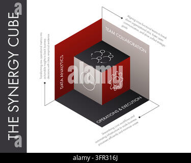 Isometrisches Synergy-Cube-Geschäfts-Informationsdiagramm Stock Vektor