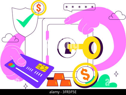 Vectorillustration zum Internationalen Banktag mit Digitaler Finanzierung, Sicheren Online-Transaktionen, Mobilem Banking und Modernen Finanzdienstleistungen Stock Vektor