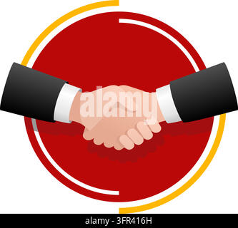 Handschlag zweier Geschäftsmänner, Vertragsvereinbarung - Vektorillustration im Flachstil. Isolierte Vektorillustration Stock Vektor