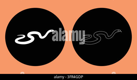 Schlangen-Symbol-Set mit soliden und linearen Stilvariationen Stock Vektor