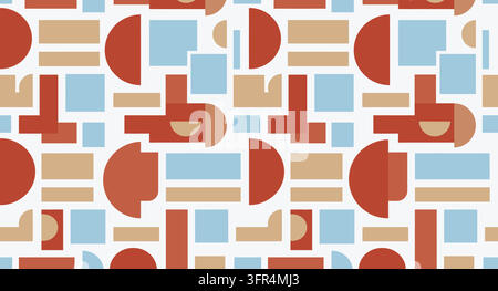 Geometrisches nahtloses Muster mit blauen und orangefarbenen abstrakten Formen Stock Vektor