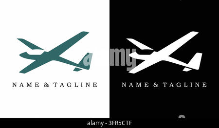 Sauberes Flugzeug-Vektor-Logo-Symbol für Luftfahrt- und Reisedienste Stock Vektor
