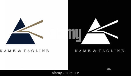 Abstraktes dreieckiges geometrisches Firmenlogo-Design mit modernen Pfeilformen Stock Vektor